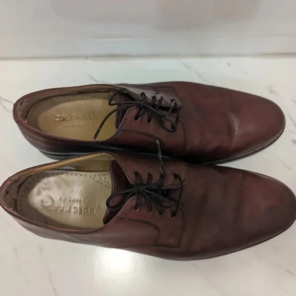 Cole Haan Men's Grand OS Brown Plain Toe Lace Up Oxford Dress Shoes Size 9.5 M